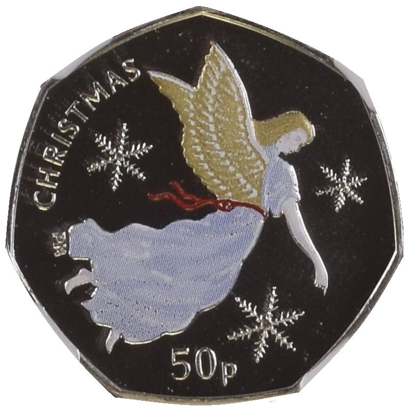 Isle of Man 50 Pence - Elizabeth II Christmas 2012; Silver Proof Colourised