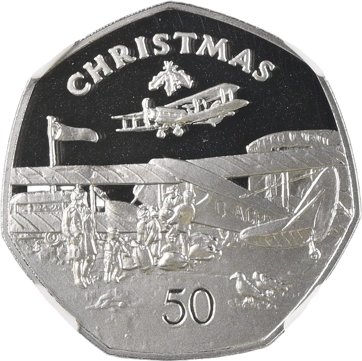 Isle of Man 50 Pence - Elizabeth II Christmas 1985; Platinum Proof