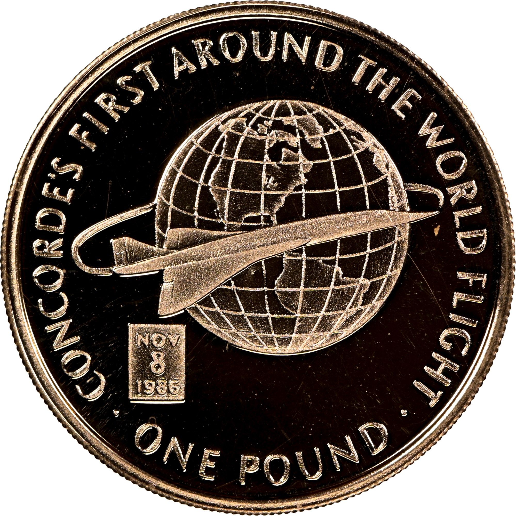 Gibraltar 1 Pound - Elizabeth II Concorde's First Around the World Flight