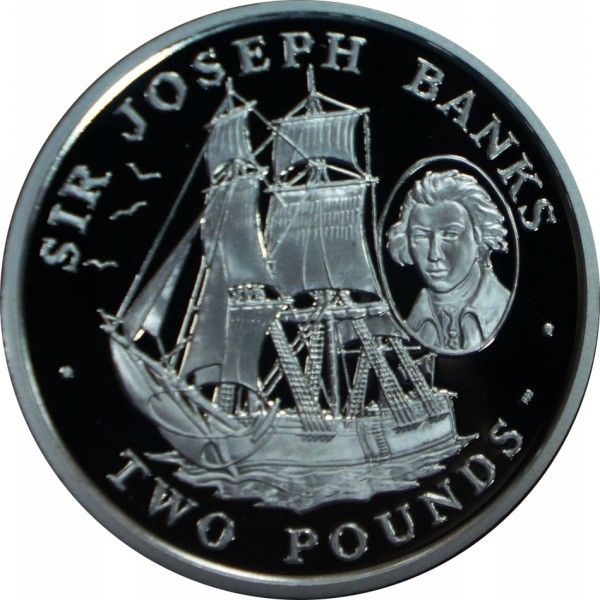 South Georgia and the South Sandwich Islands 2 Pounds - Elizabeth II Sir Joseph Banks