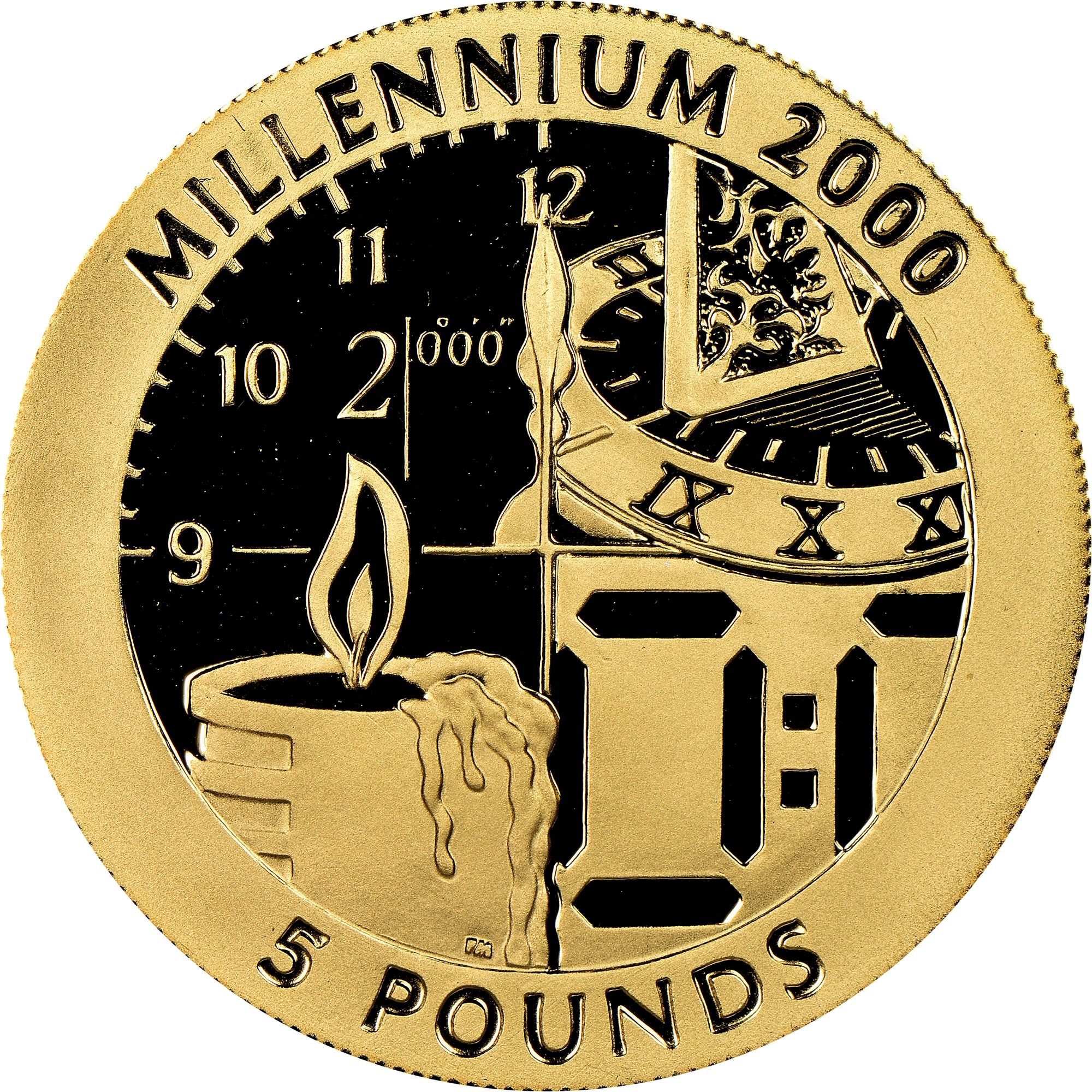 Gibraltar 5 Pounds - Elizabeth II Millennium; Gold Proof