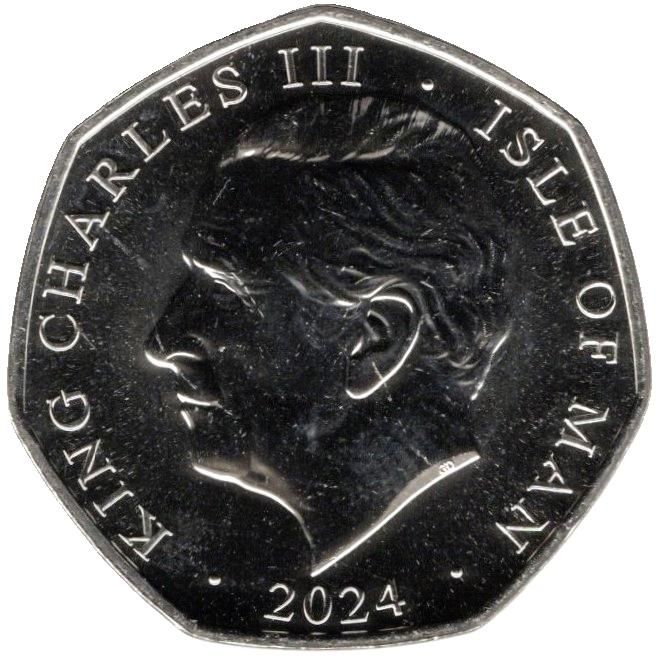 Isle of Man 50 Pence - Charles III Peter Pan - Smee and the Pirates; Coloured obverse