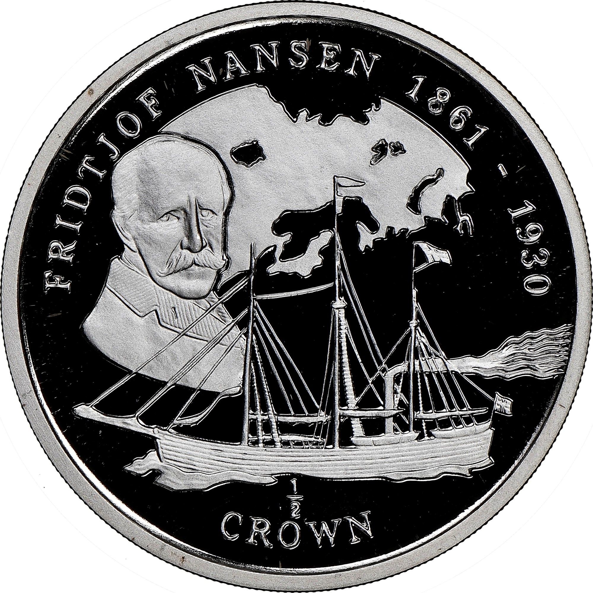 Isle of Man ½ Crown - Elizabeth II Fridtjof Nansen; Silver Proof