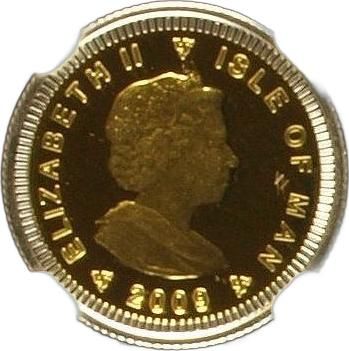 Isle of Man ⅒ Angel - Elizabeth II Archangel Michael; 25th Anniversary of Gold Angel; Bimetallic obverse