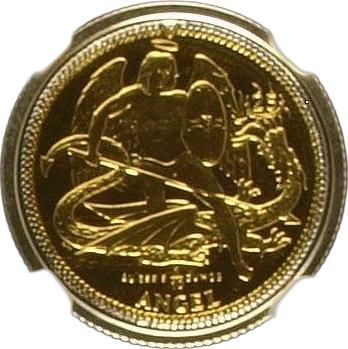 Isle of Man ⅒ Angel - Elizabeth II Archangel Michael; 25th Anniversary of Gold Angel; Bimetallic reverse
