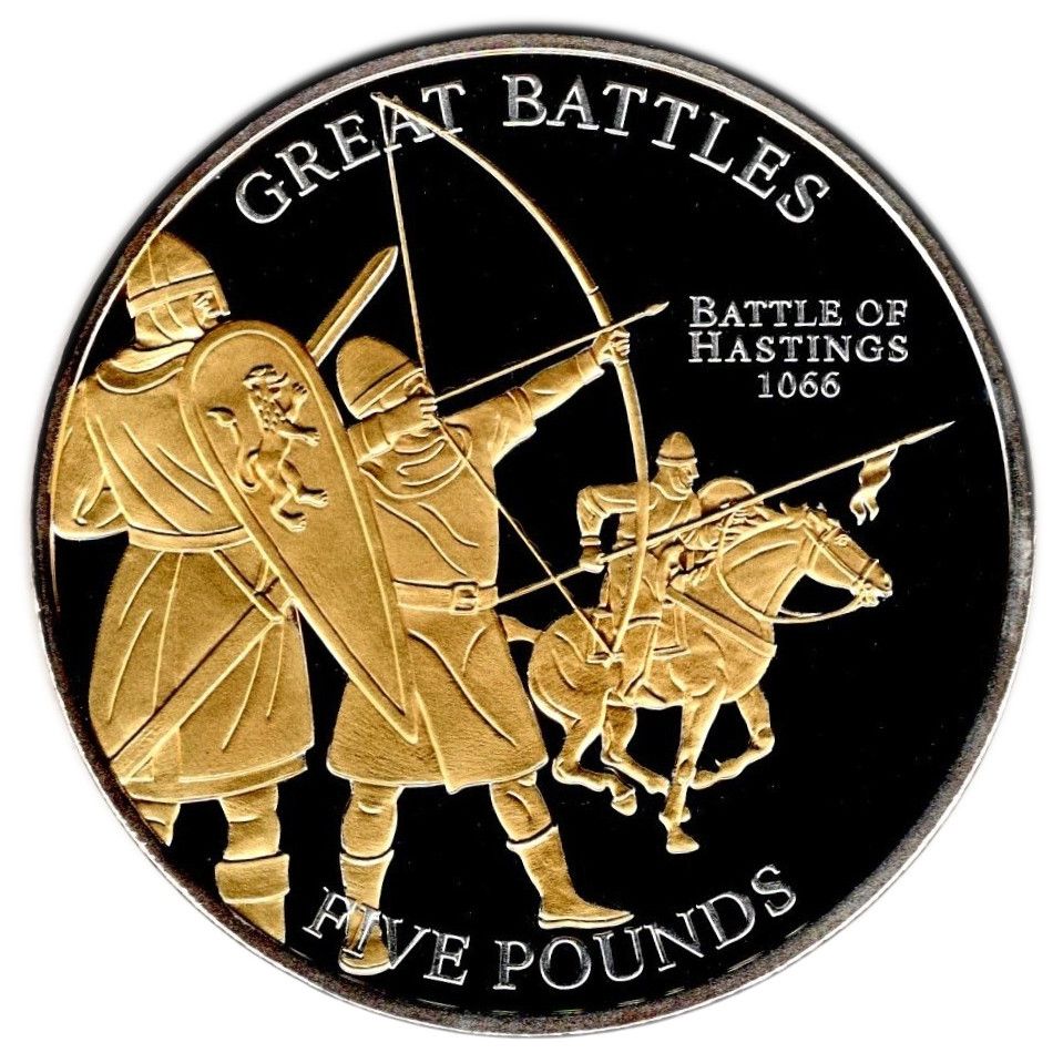 Jersey 5 Pounds - Elizabeth II Battle of Hastings 1066; Selective Gold Plating