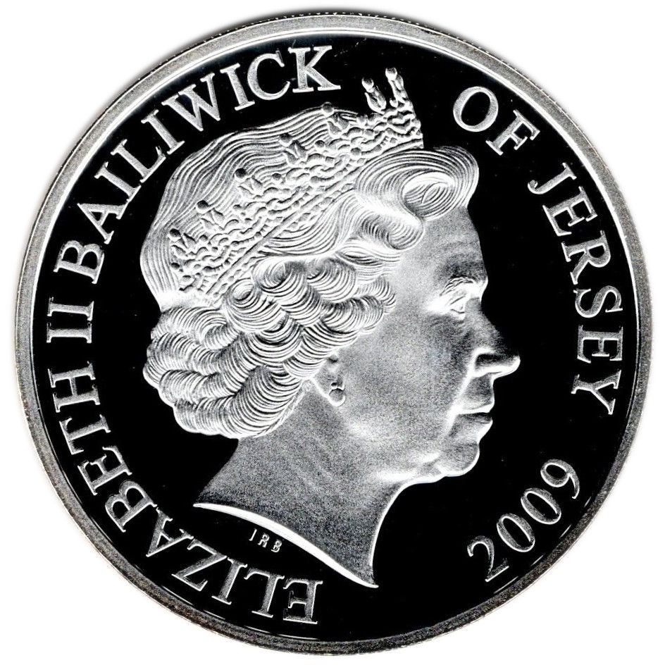 Jersey 5 Pounds - Elizabeth II Battle of Waterloo1066; Selective Gold Plating obverse