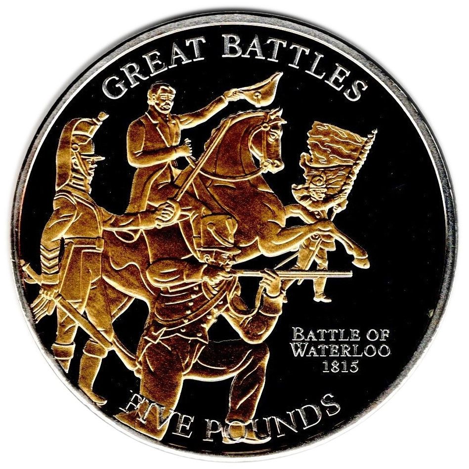Jersey 5 Pounds - Elizabeth II Battle of Waterloo1066; Selective Gold Plating reverse