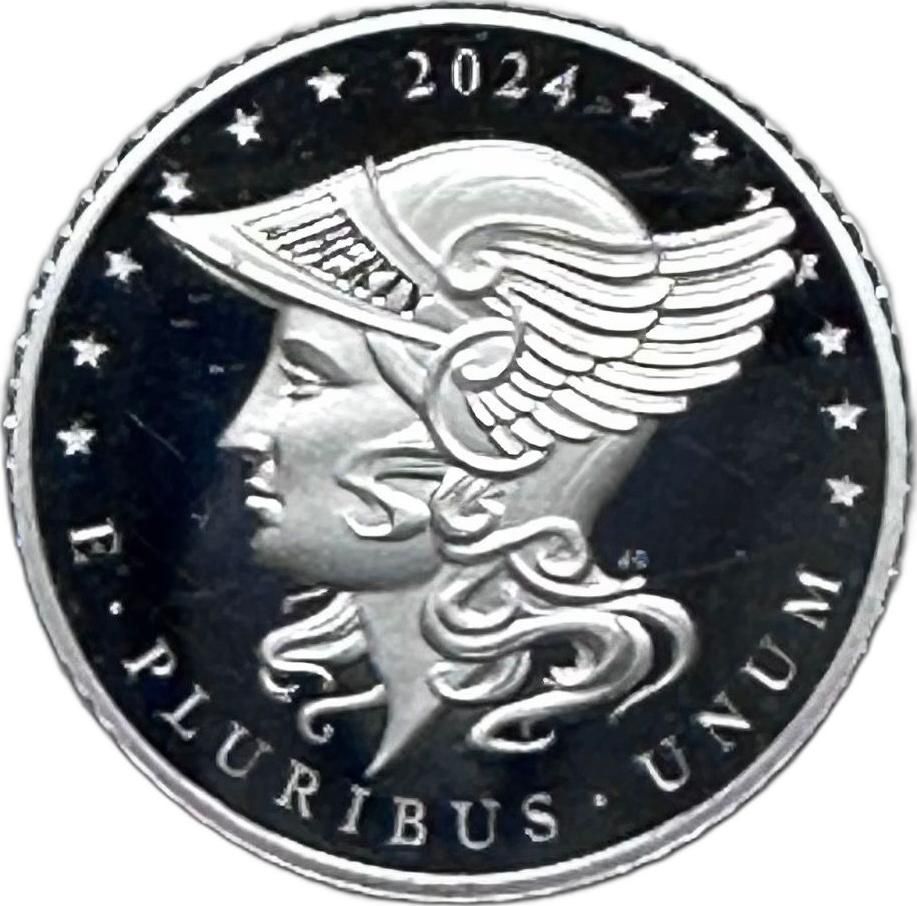 Ascension Island 10 Pence - Charles III Helmeted Liberty reverse