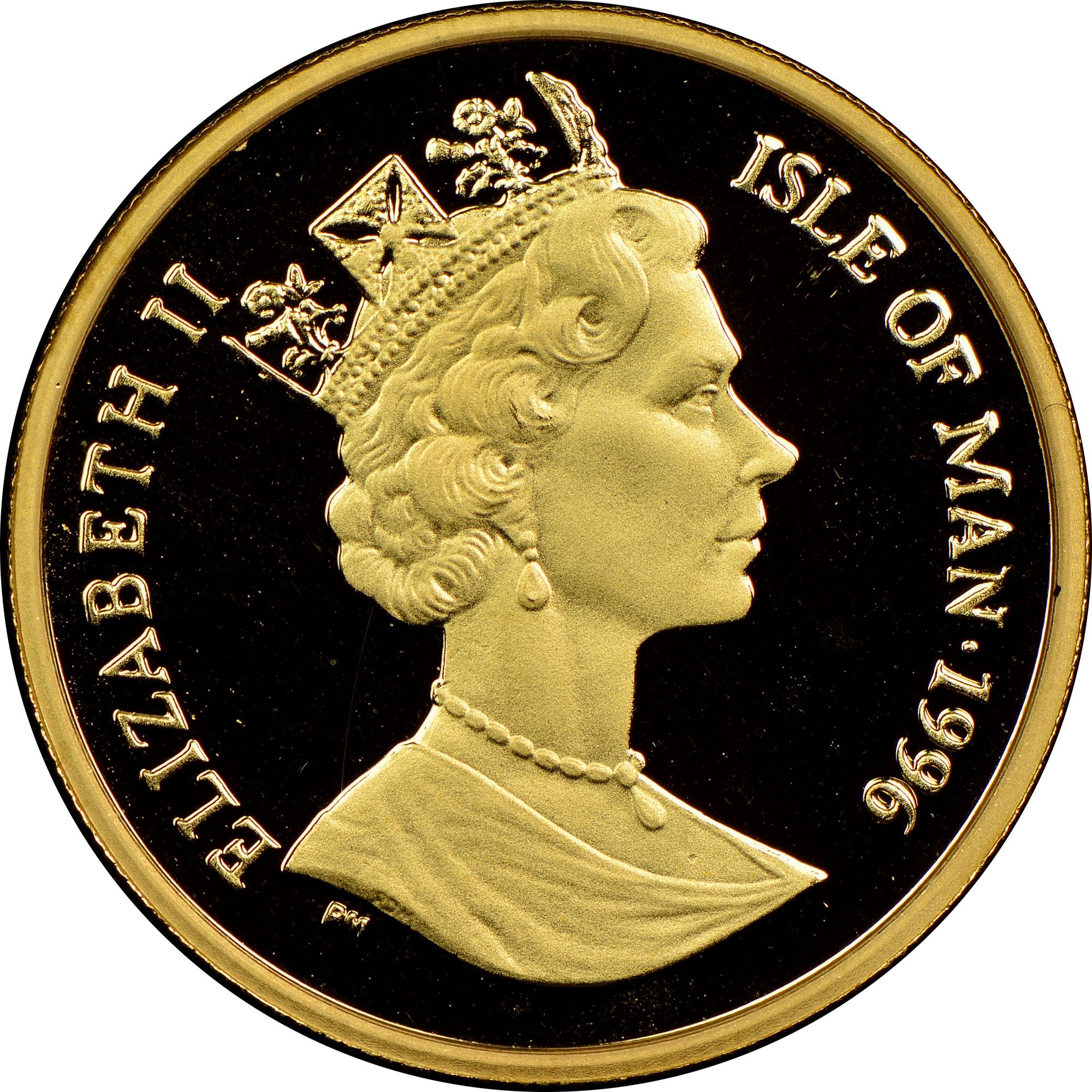 Isle of Man ⅕ Crown - Elizabeth II Legend of King Arthur; Gold obverse