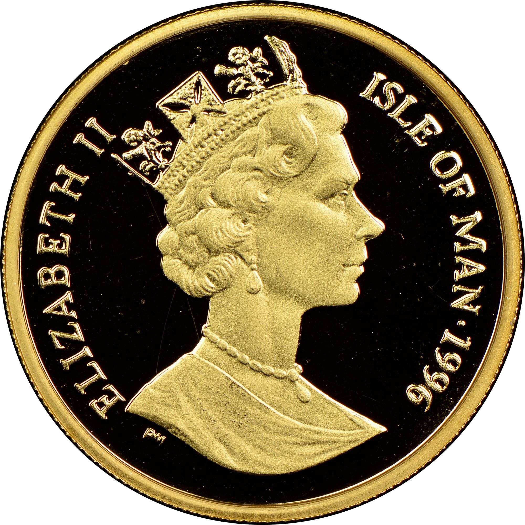 Isle of Man ⅕ Crown - Elizabeth II Sir Lancelot; Gold obverse