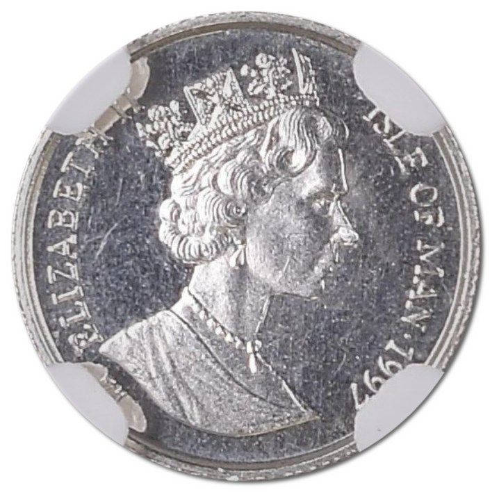 Isle of Man 1/25 Crown - Elizabeth II Long-haired Smoke Cat; Platinum obverse
