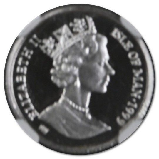 Isle of Man 1/25 Crown - Elizabeth II Blue British Short Hair Cat; Platinum obverse