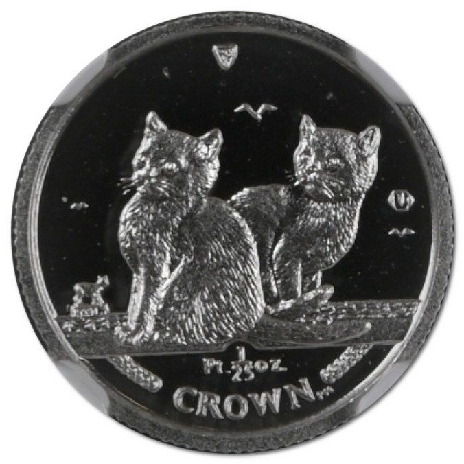 Isle of Man 1/25 Crown - Elizabeth II Balinese Cat; Platinum
