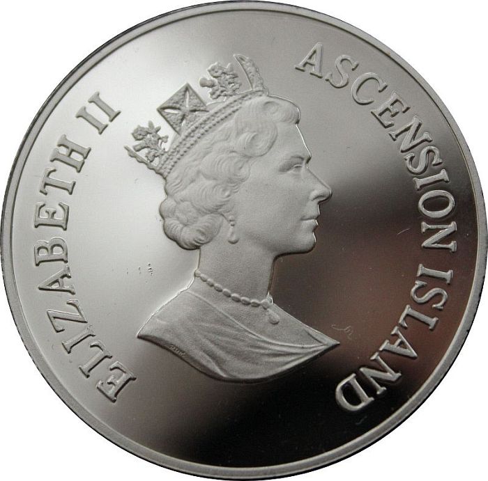 Ascension Island 50 Pence - Elizabeth II Queen Mother; Silver Proof obverse