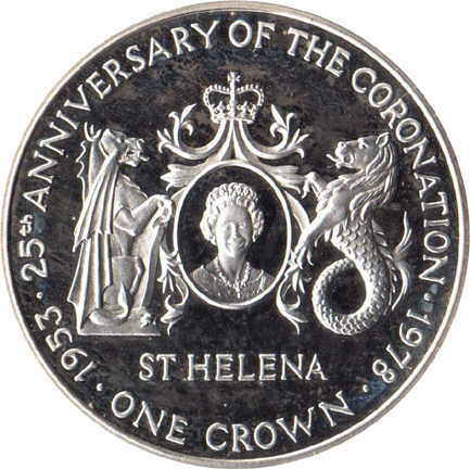 Saint Helena 1 Crown - Elizabeth II Coronation Jubilee; Silver reverse