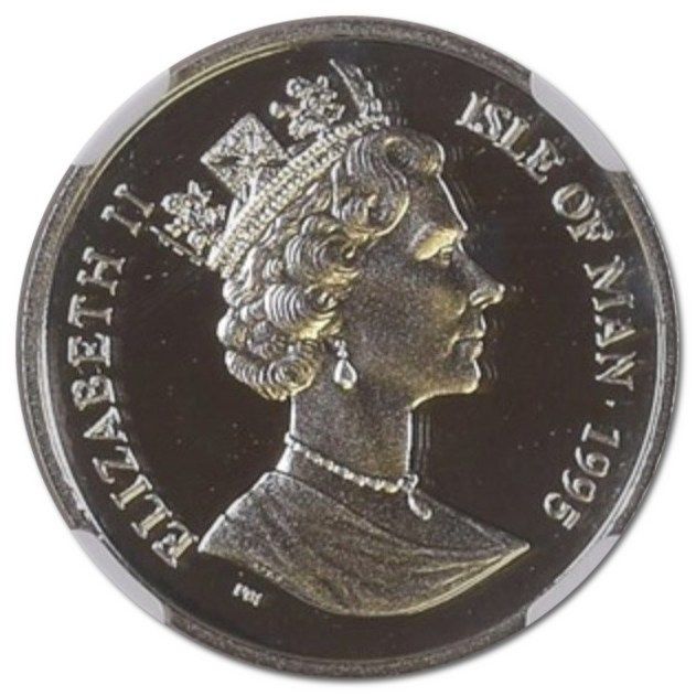 Isle of Man ⅕ Crown - Elizabeth II Turkish Cat; Platinum obverse