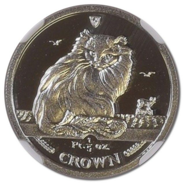 Isle of Man ⅕ Crown - Elizabeth II Turkish Cat; Platinum