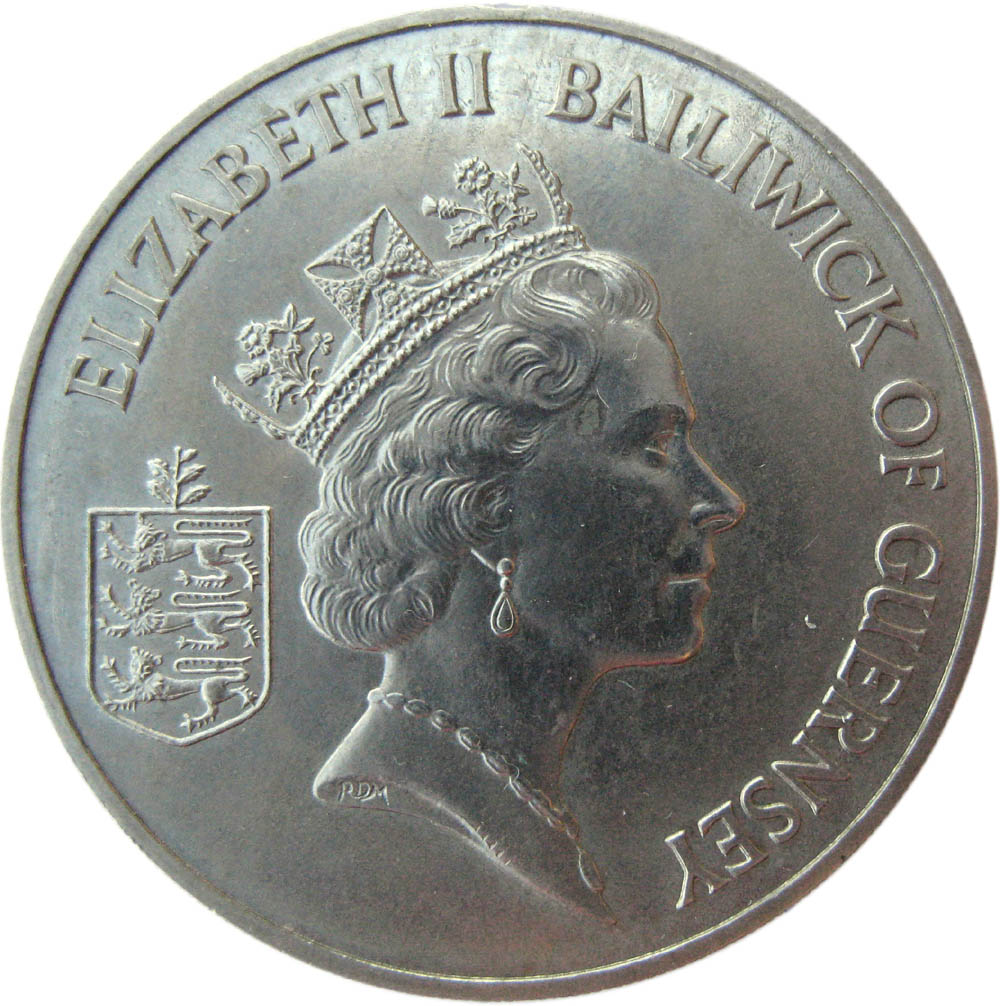 Guernsey 2 Pounds - Elizabeth II Normandy Invasion obverse