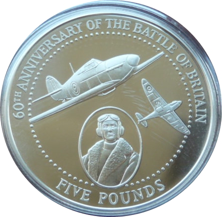 Alderney 5 Pounds - Elizabeth II Battle of Britain; Silver Proof Issue