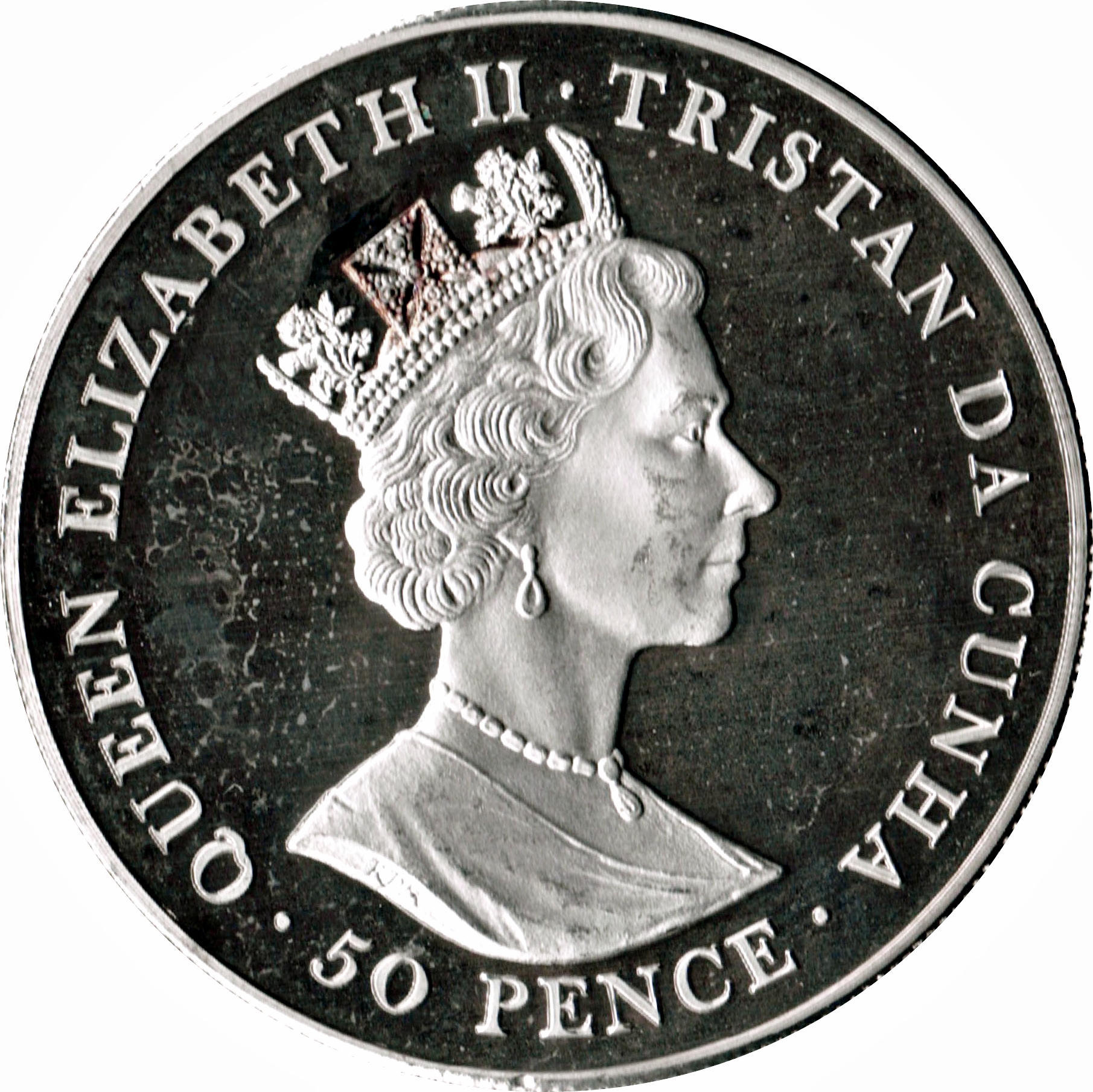 Tristan da Cunha 50 Pence - Elizabeth II Queen Victoria obverse