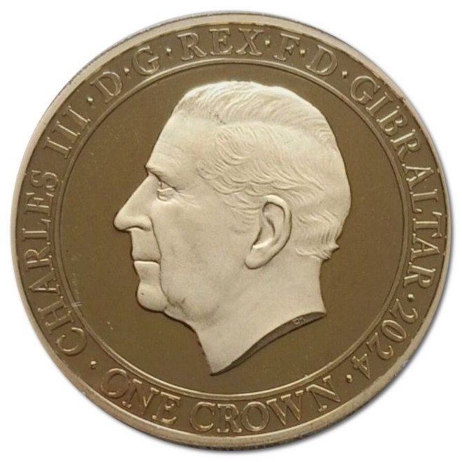 Gibraltar 1 Crown - Charles III D-Day 80 - Remembrance obverse