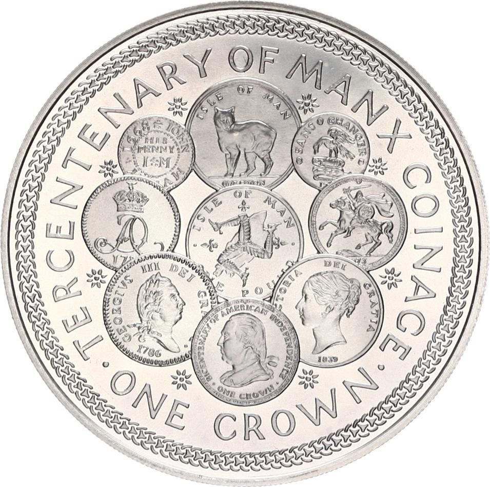 Isle of Man 1 Crown - Elizabeth II Manx Coinage; Silver Issue
