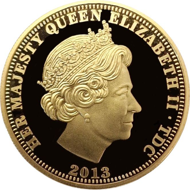 Tristan da Cunha 1 Crown - Elizabeth II Diamond Jubilee; Gold plated obverse
