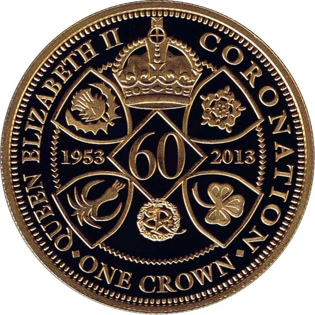 Tristan da Cunha 1 Crown - Elizabeth II Diamond Jubilee; Gold plated reverse
