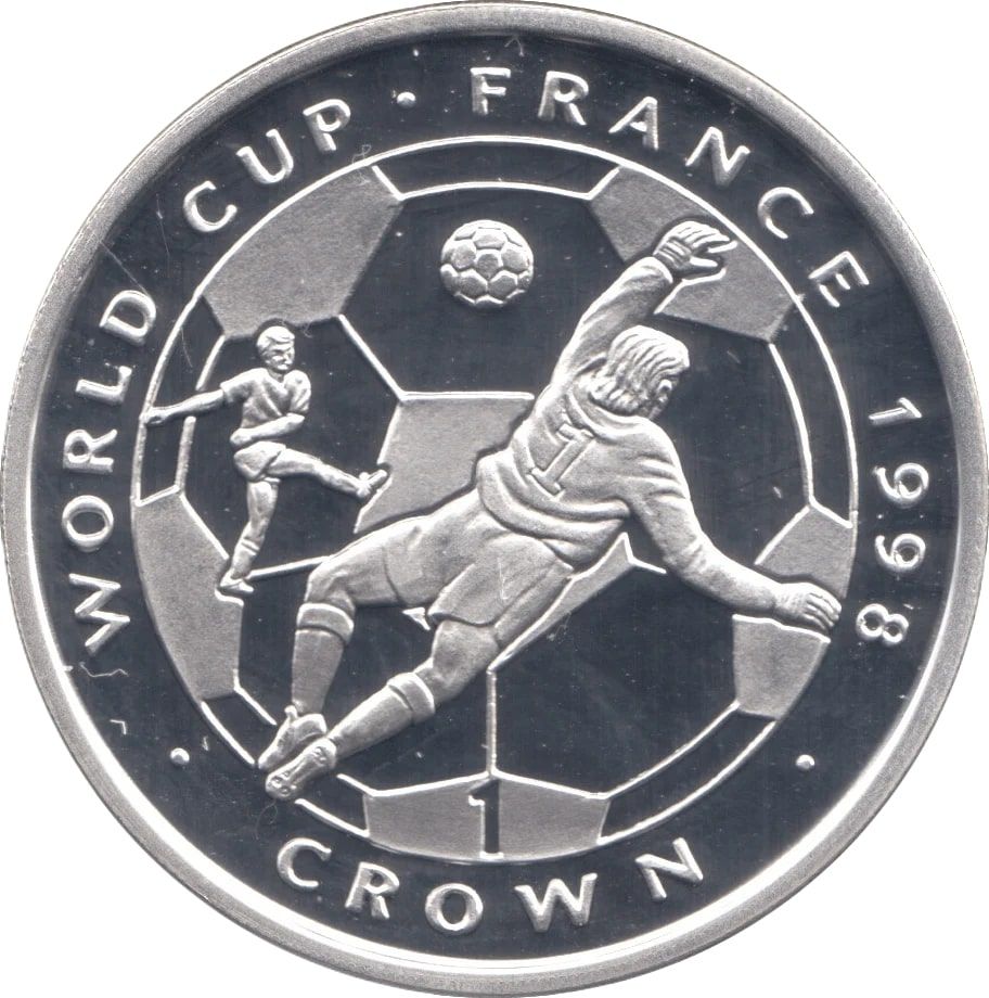 Isle of Man 1 Crown - Elizabeth II World Cup France - shot on goal; Silver Proof