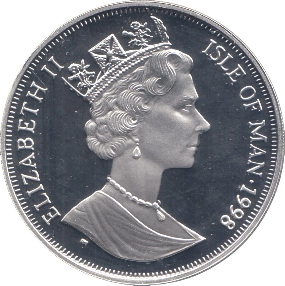 Isle of Man 1 Crown - Elizabeth II World Cup France; ball in hands; Silver Proof obverse