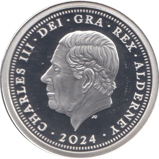 Alderney 1 Pound - Charles III D-Day; Silver Proof obverse