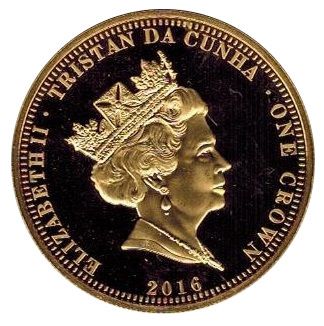 Tristan da Cunha 1 Crown - Elizabeth II Mother Teresa's Medal of Freedom - Gold Plated obverse