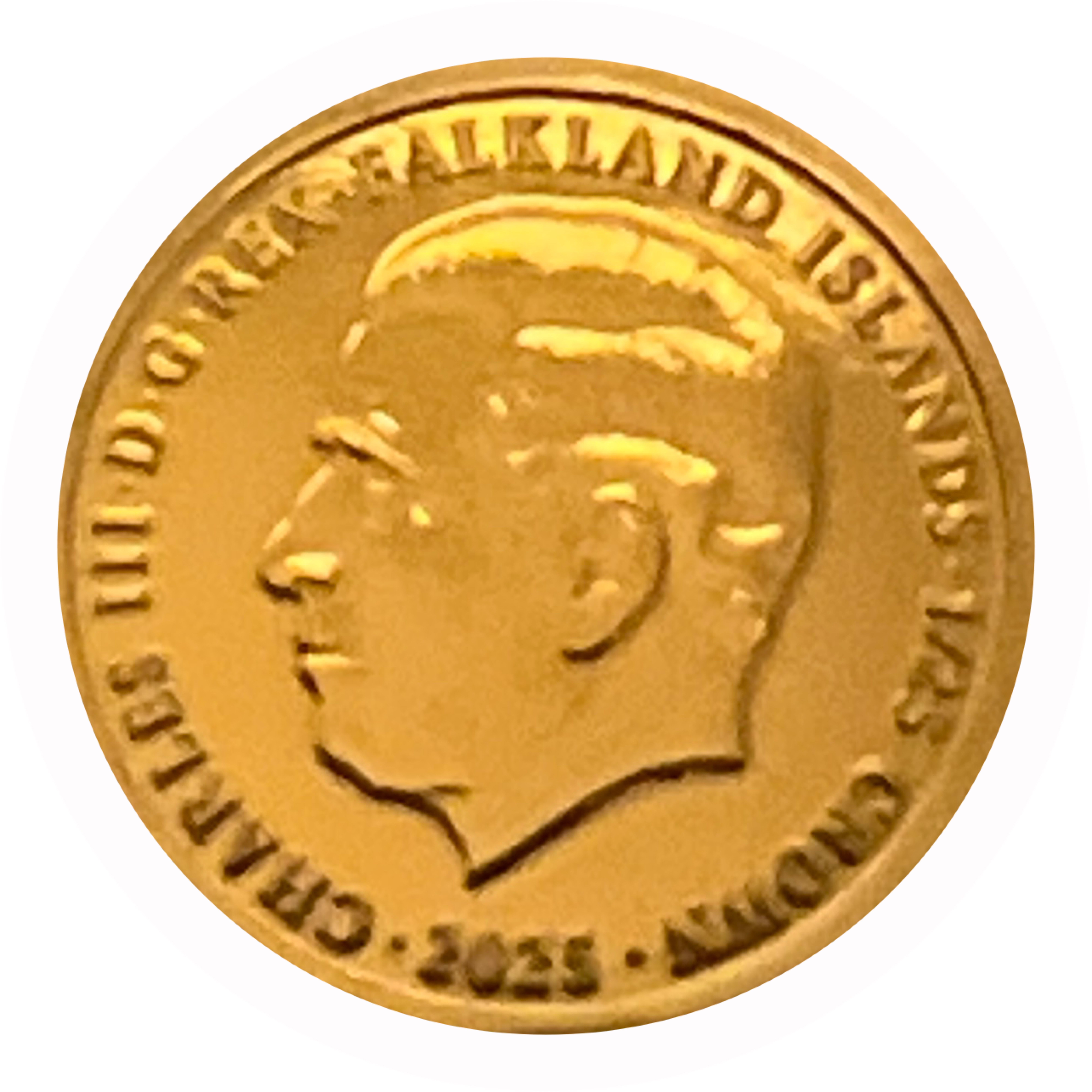 Falkland Islands 1/25 Crown - Charles III King Penguin, gold obverse