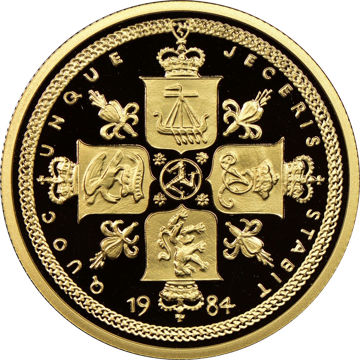 Isle of Man 2 Sovereigns - Elizabeth II Four crowned shields reverse
