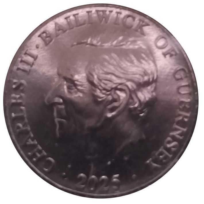 Guernsey 10 Pence - Charles III Hawk-moth Caterpillar obverse