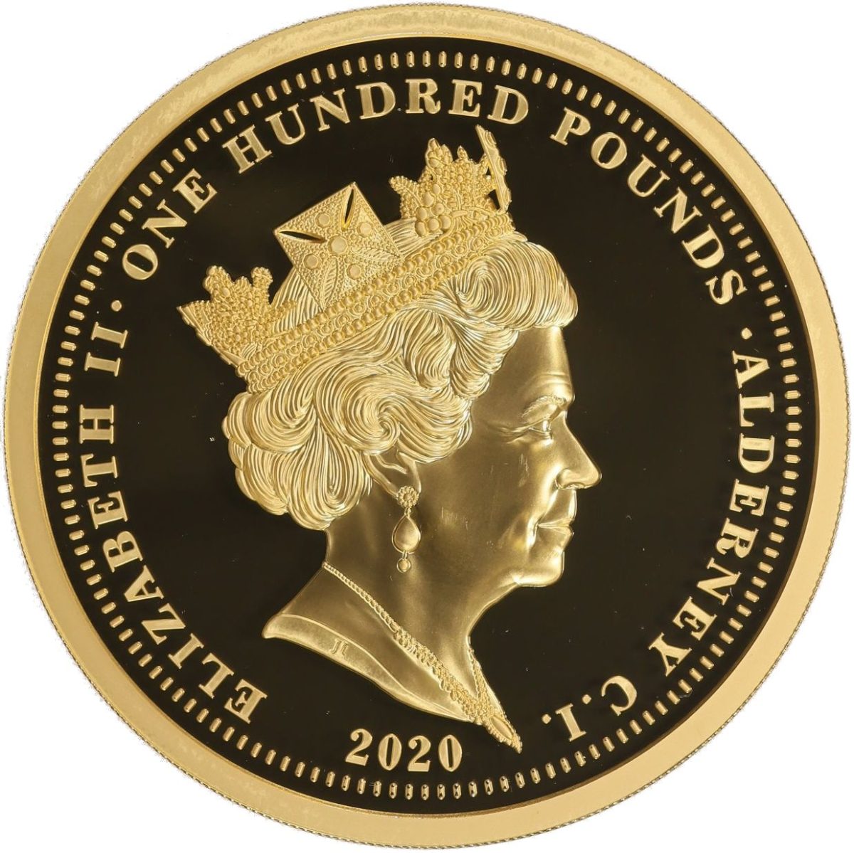 Alderney 100 Pounds - Elizabeth II Three Graces obverse