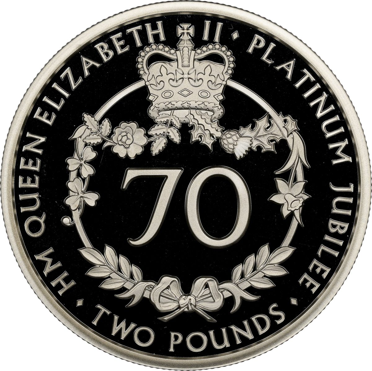 Alderney 2 Pounds - Elizabeth II Platinum Jubilee; Silver Proof reverse