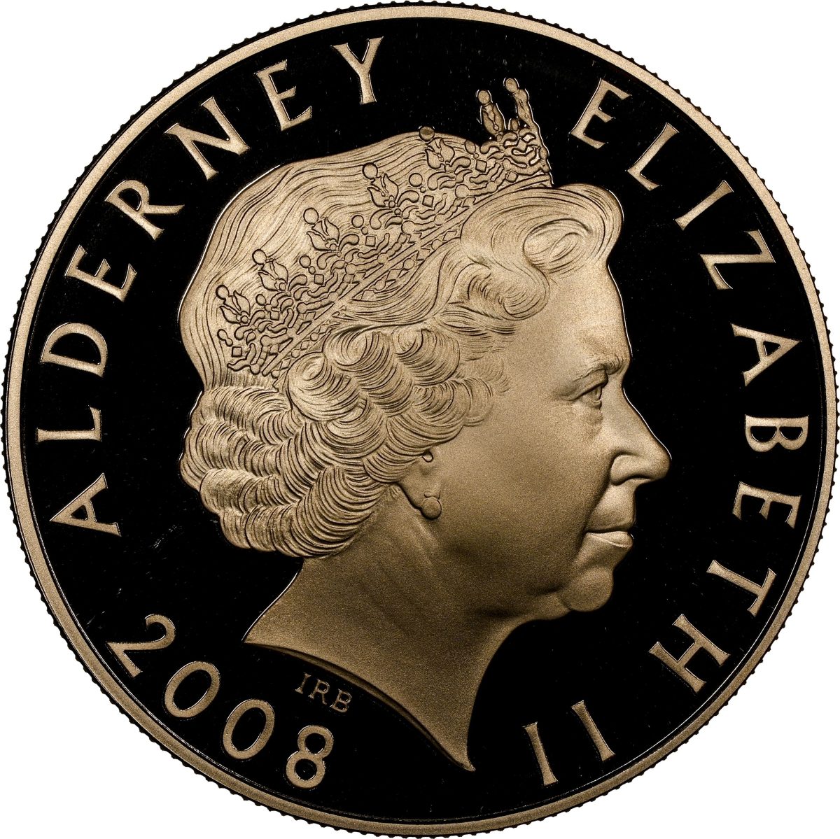 Alderney 5 Pounds - Elizabeth II End of World War I - Tanks; Gold obverse