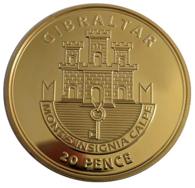 Gibraltar 20 Pence Treasure Island obverse