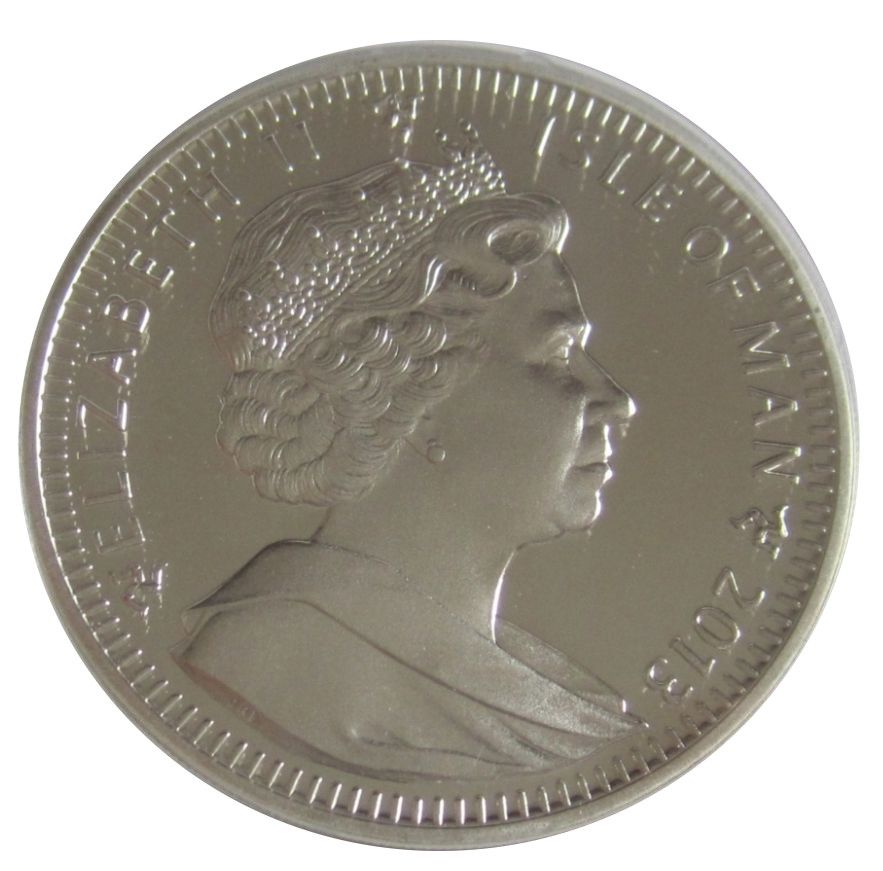 Isle of Man 1 Crown - Elizabeth II Alpine Skiing; Colourised Silver Proof obverse