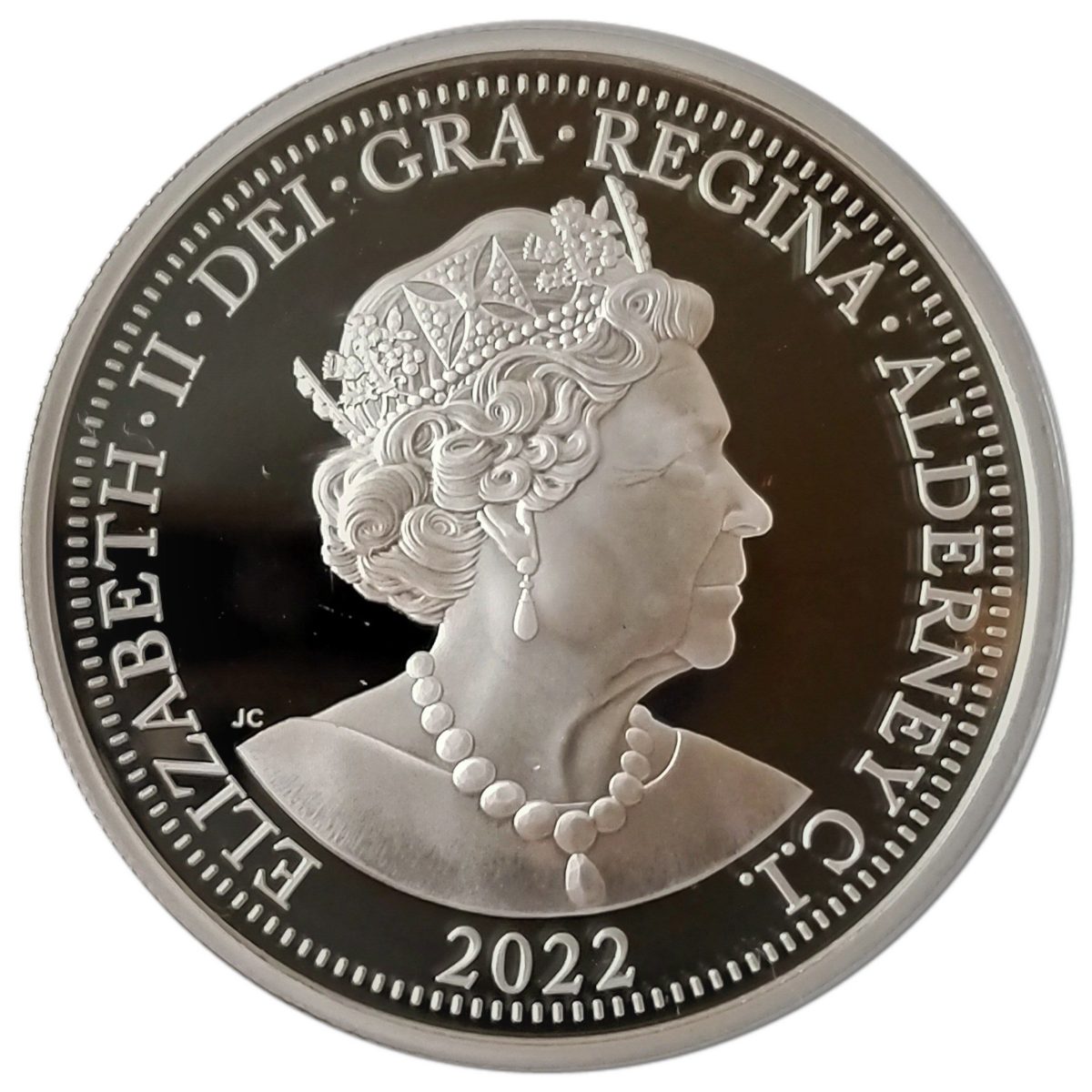 Alderney 5 Pounds - Elizabeth II Platinum Jubilee; Silver Plated obverse