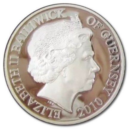 Guernsey 5 Pounds - Elizabeth II Battle of Britain - Hawker Hurricane; Silver Proof obverse