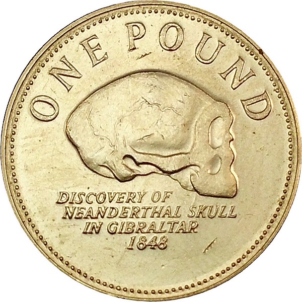 Gibraltar 1 Pound - Elizabeth II Neanderthal Skull - Type 2