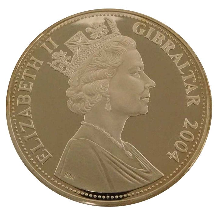 Gibraltar 10 Pounds - Elizabeth II D-Day; Silver Proof obverse
