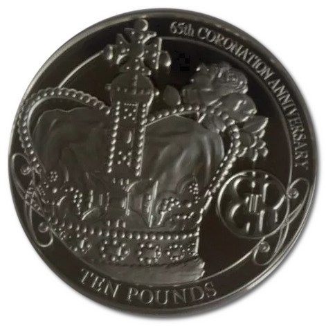 Jersey 10 Pounds - Elizabeth II 65th Anniversary of Coronation; Silver Proof