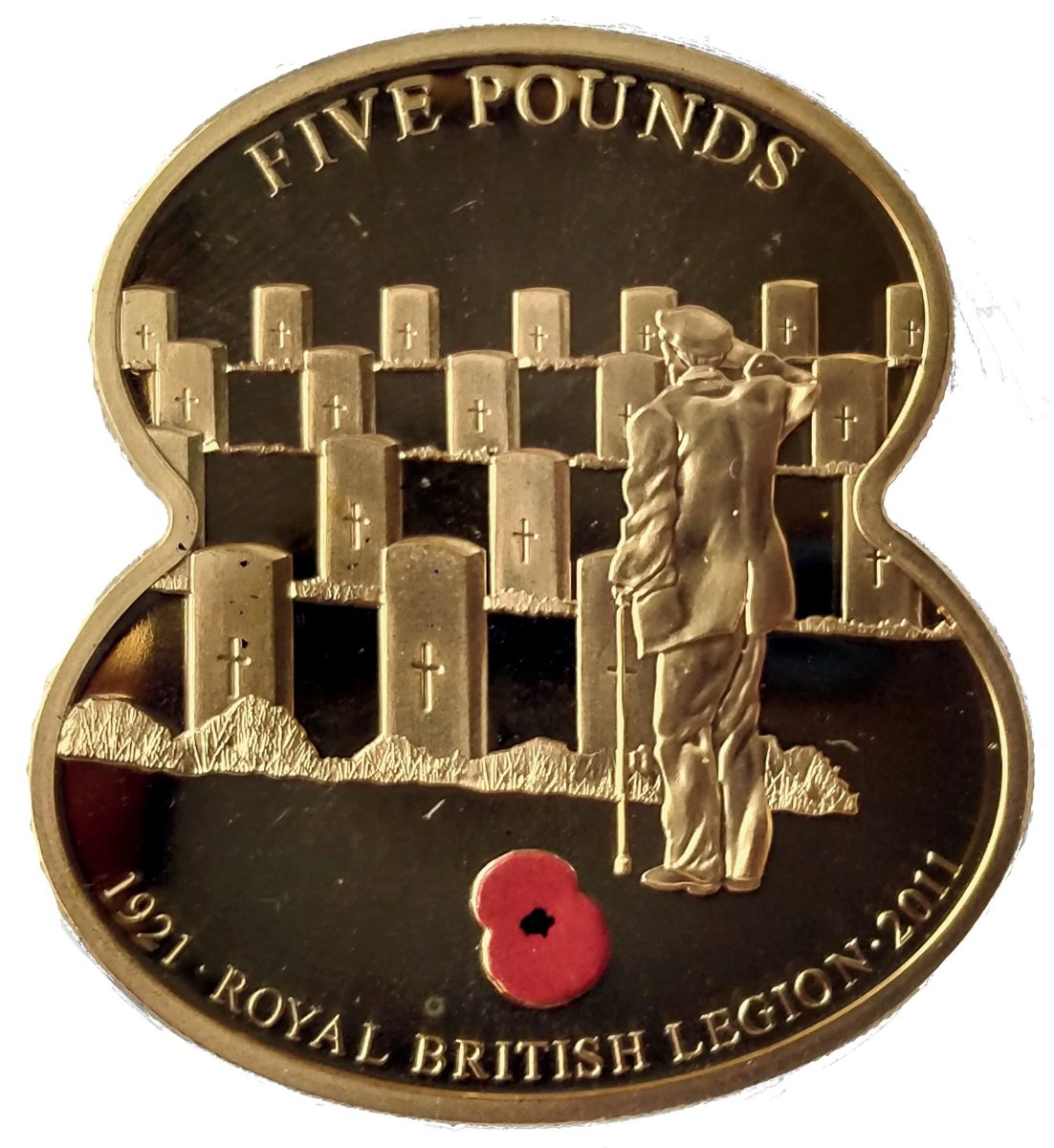 Guernsey 5 Pounds - Elizabeth II 90 Years of The Royal British Legion - Visiting war graves
