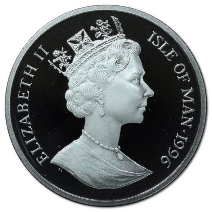 Isle of Man 5 Crowns - Elizabeth II Queen Guinevere obverse