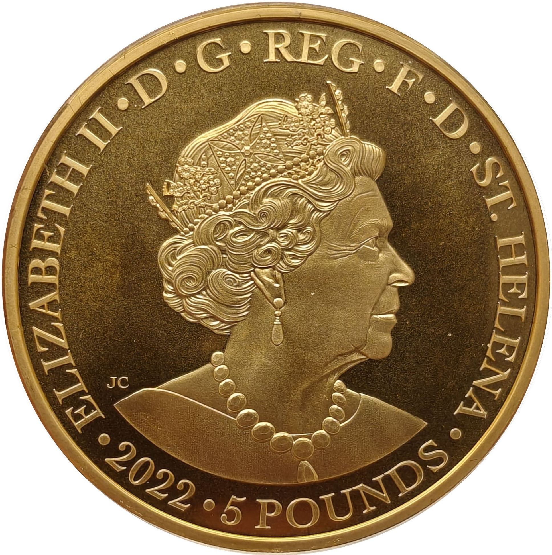 Saint Helena 5 Pounds - Elizabeth II - Hera and the Peacock obverse