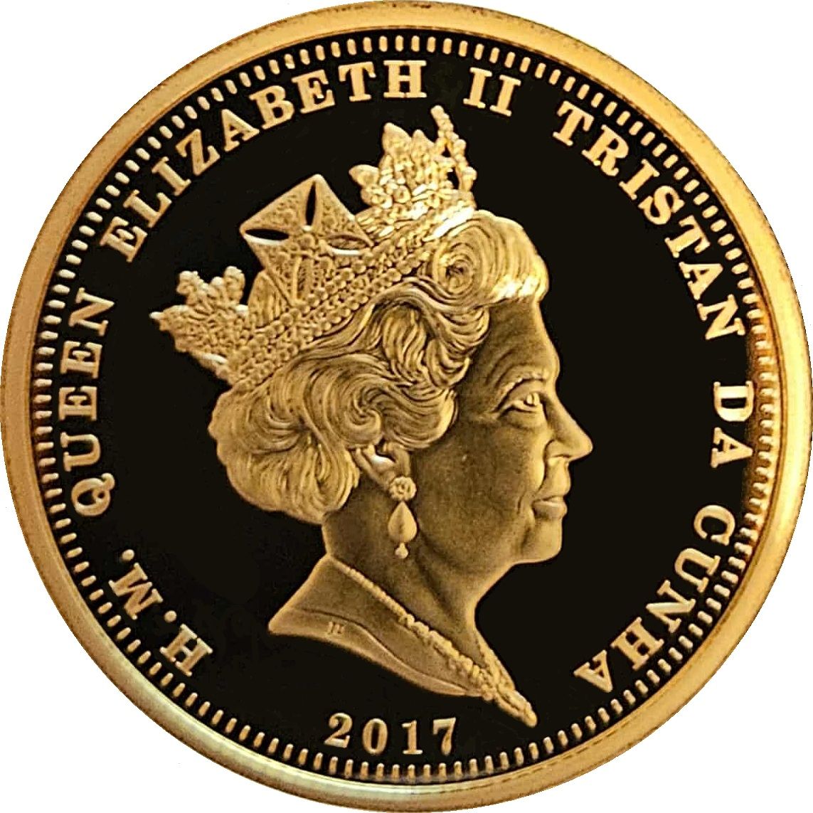 Tristan da Cunha 1 Crown - Elizabeth II House of Windsor Centenary; George VI obverse
